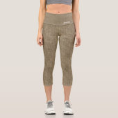Imitate im Street-Stil Leinenmuster hellbraun läss Capri Leggings (Vorderseite)