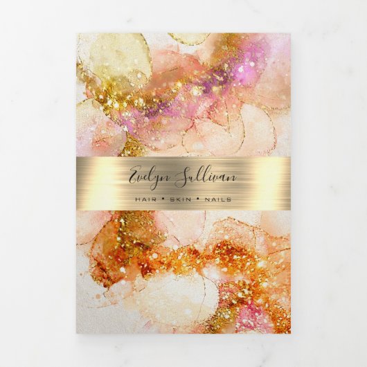 Imitate in goldfarbenem Rosa Fox Broschüre (Cover)