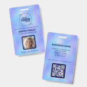 Imitate in Iridescent Foil Logo Foto QR-Code Name Ausweis (Vorder- & Rückseite)
