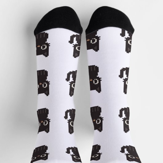Imitate in Kreuzstich pixel art Black Cat Socken (Oben)