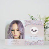 Imitate in rosa Glitzer Folie zweifach Broschüre (Stehend Vorderseite)