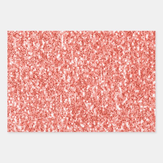 Imitate in rosa Magenta und Korallen Glitzer Geschenkpapier Set (Vorderseite 3)