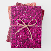 Imitate in rosa Magenta und Korallen Glitzer Geschenkpapier Set (Beispiel)