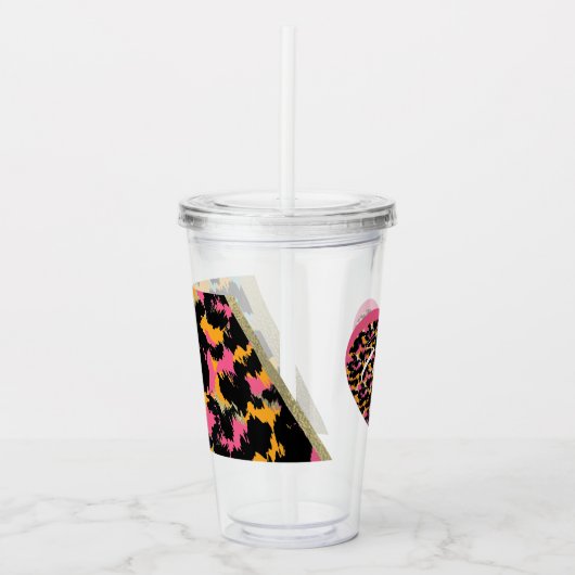 Imitate in Tierdrucken zeigen Mit Monogramm rosa N Acryltrinkbecher (Vorderseite)