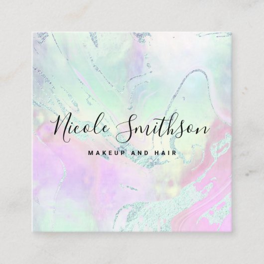 Imitate iridescence flüssiger Marmor Quadratische Visitenkarte (Vorderseite)