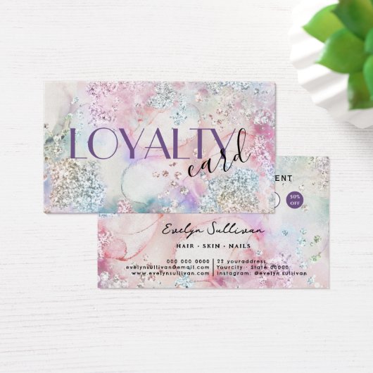 Imitate iridescent Aquarell Glitzer Loyalität Kart (Schreibtisch)