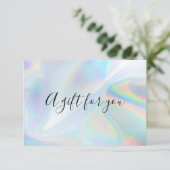 Imitate Iridescent Blue Holographic Gift Card (Stehend Vorderseite)