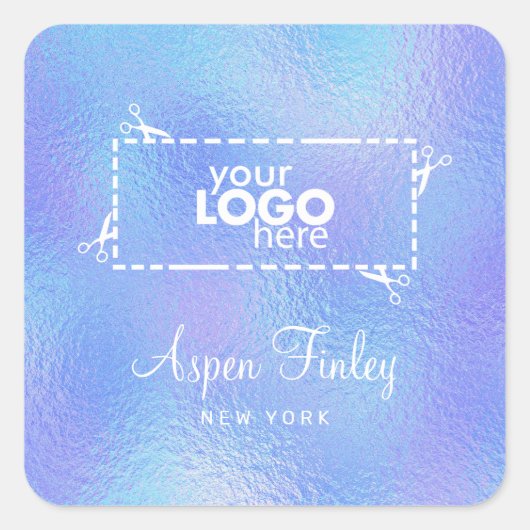 Imitate Iridescent Foil Elegante Logo-Aufkleber Quadratischer Aufkleber (Vorderseite)