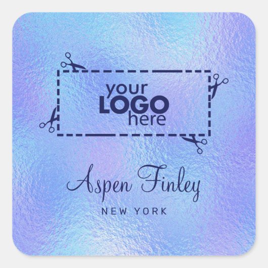 Imitate Iridescent Foil Elegante Logo-Aufkleber Quadratischer Aufkleber (Vorderseite)