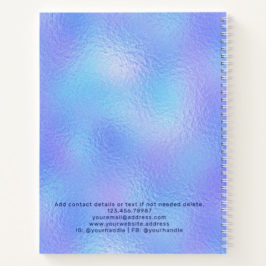 Imitate Iridescent Foil Elegantes Logo-Notebook Notizblock (Rückseite)