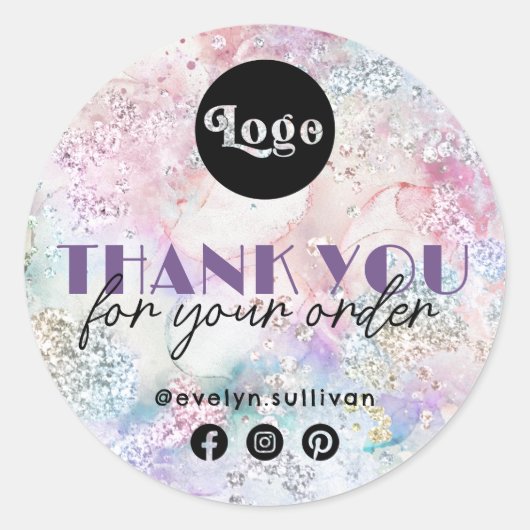 Imitate Iridescent Glitzer Aquarell Runder Aufkleber (Vorderseite)