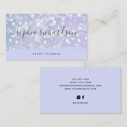 Imitate - Iridescent Look | Lila mit Trendy Script Visitenkarte (Vorne/Hinten)