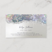 Imitate Iridescent Silver Glitzer Business Card Visitenkarte (Rückseite)
