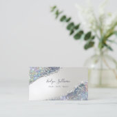 Imitate Iridescent Silver Glitzer Business Card Visitenkarte (Stehend Vorderseite)