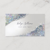 Imitate Iridescent Silver Glitzer Business Card Visitenkarte (Vorderseite)