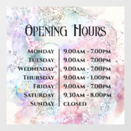 Imitate Iridescent Watercolor Glitzer Öffnungszeit Fensteraufkleber