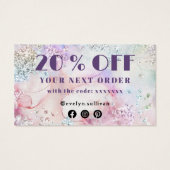 Imitate iridesing Glitzer Aquarell Ermäßigungskart (Rückseite)