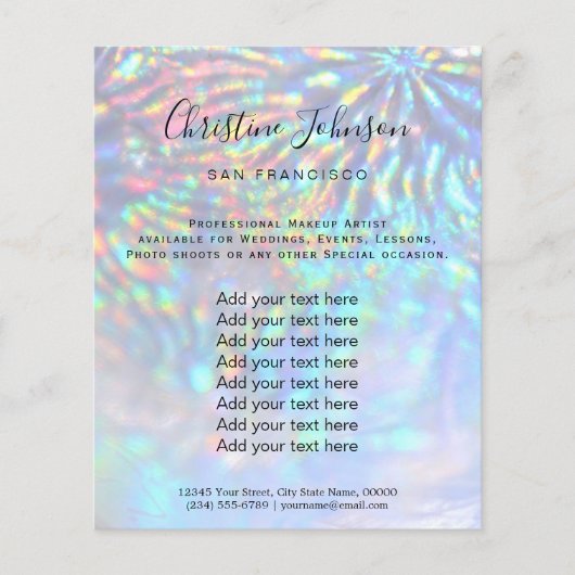 Imitate irisierende Wirkung Schönheitssalon Flyer (Vorne)