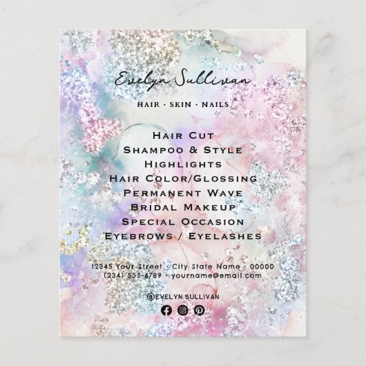 Imitate irisierender Glitzer Aquarell Flyer (Vorne)
