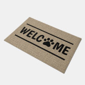 Imitate Jute Vintag Stylish Trendy Welcome Paw Fußmatte (Schrägansicht)