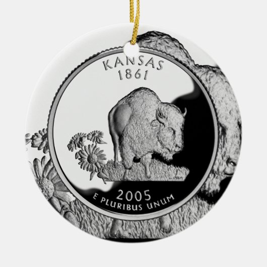 Imitate Kansas Staat Quarter Keramik Ornament (Vorne)