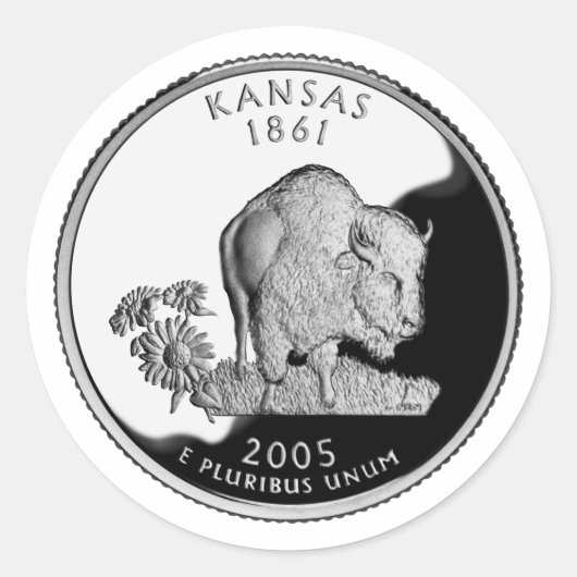 Imitate Kansas Staat Quarter Runder Aufkleber (Vorderseite)