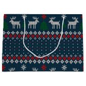 Imitate Knittern Muster Weihnachtsbaum und Hirsch Große Geschenktüte (Vorderseite)