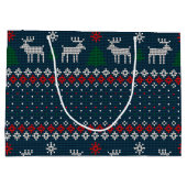 Imitate Knittern Muster Weihnachtsbaum und Hirsch Große Geschenktüte (Rückseite)