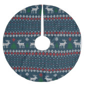 Imitate Knittern Muster Weihnachtsbaum und Hirsch Polyester Weihnachtsbaumdecke (Vorderseite)