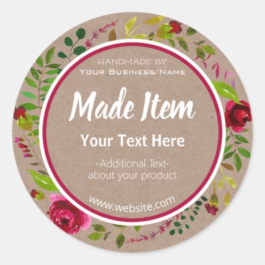 Imitate Kraft Anpassbare DIY Handmade Zuhause Busi Runder Aufkleber (Vorderseite)