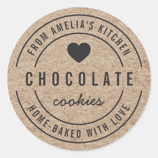 Imitate Kraft aus der Küche Zuhause gebacken mit L Runder Aufkleber (Vorderseite)