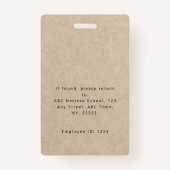 Imitate Kraft Minimalistische ID-Karte Foto Logo Ausweis (Rückseite)