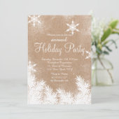 Imitate kraft Russchnee - Winterurlaub Einladung (Stehend Vorderseite)