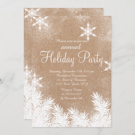 Imitate kraft Russchnee - Winterurlaub Einladung (Vorne/Hinten)