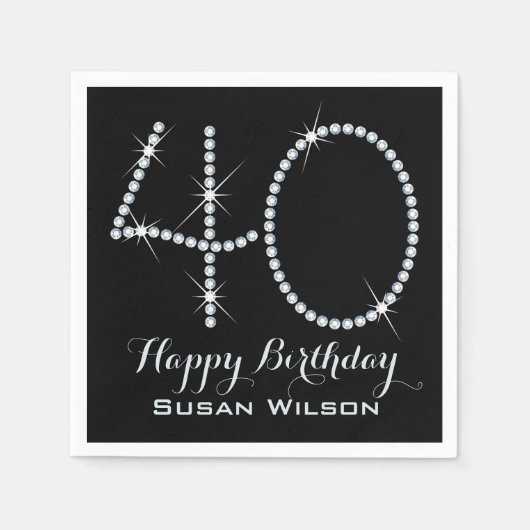 Imitate Kristall 40. Geburtstag Serviette (Vorderseite)