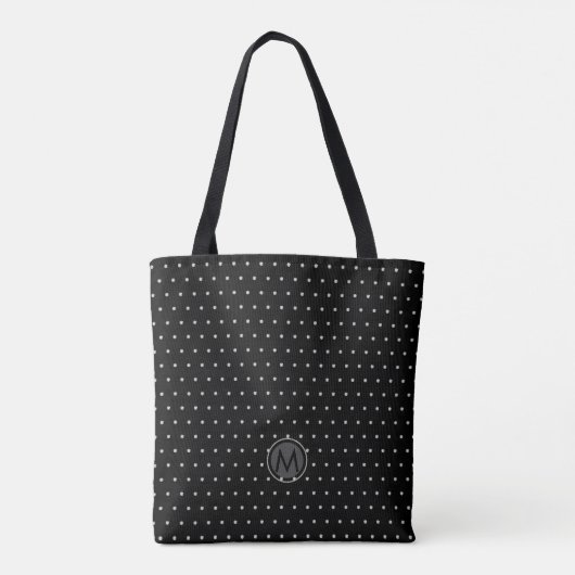 Imitate Kristall Polka Dots Mit Monogramm Black Tasche (Rückseite)