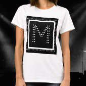 Imitate Kristall Retro Rock Mit Monogramm Schwarz- T-Shirt