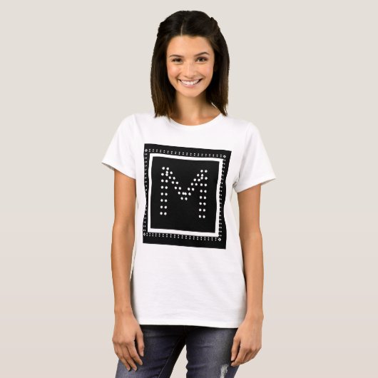 Imitate Kristall Retro Rock Mit Monogramm Schwarz- T-Shirt (Vorne ganz)