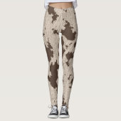 Imitate Kuh drucken, braun und cremefarben Leggings (Vorderseite)