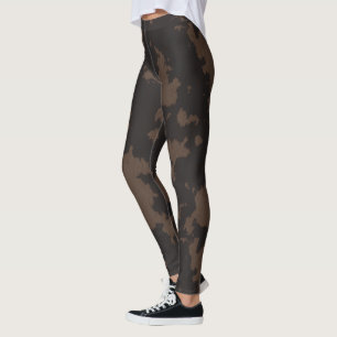 Imitate Kuh drucken, dunkelbraun und braun Leggings