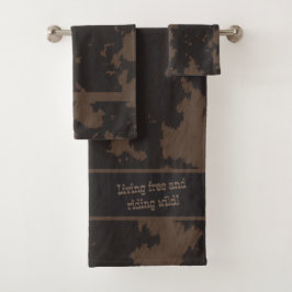 Imitate Kuh drucken schwarz und braun Badhandtuch Set