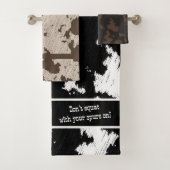Imitate Kuh drucken Schwarz, Weiß, Braun und Creme Badhandtuch Set (Insitu)