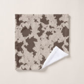 Imitate Kuh Print Brown und Creme Badhandtuch Set (Waschlappen)