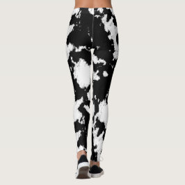 Imitate Kuhdruck, Schwarz und Weiß Leggings