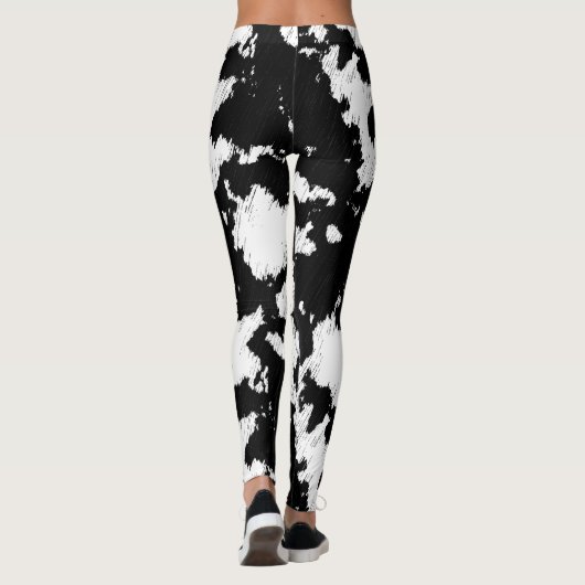 Imitate Kuhdruck, Schwarz und Weiß Leggings (Rückseite)