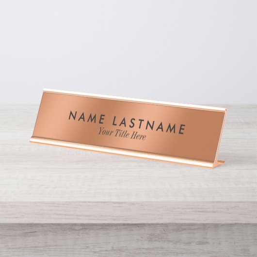 Imitate Kupfer Elegant Minimalistisch einfach mode Schreibtischnamensplakette (Vorderseite )