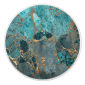 Imitate Kupfer fällt über aquamarinen Farbhintergr Keramikknauf (Vorderseite)