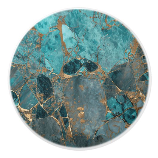 Imitate Kupfer fällt über aquamarinen Farbhintergr Keramikknauf (Vorderseite)