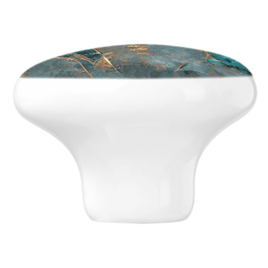 Imitate Kupfer fällt über aquamarinen Farbhintergr Keramikknauf (Seitenansicht)