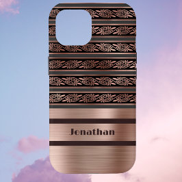 Imitate Kupfer Rose Gold mit Olive Raisin Damask Case-Mate iPhone Hülle